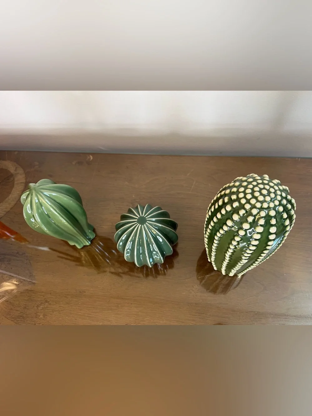 Ikea SJÄLSLIGT Ceramic Green Cactus Succulent Figures Shelf Plants Set Of 3 NIB